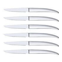 Laguiole steak knives, grey acrylic handles, dishwasher safe Length of  handle 12 cm Bee Welded bee Bolsters Full handle Packaging Block of 6  Nature of the handle Acrylic POM, grey Steel blade