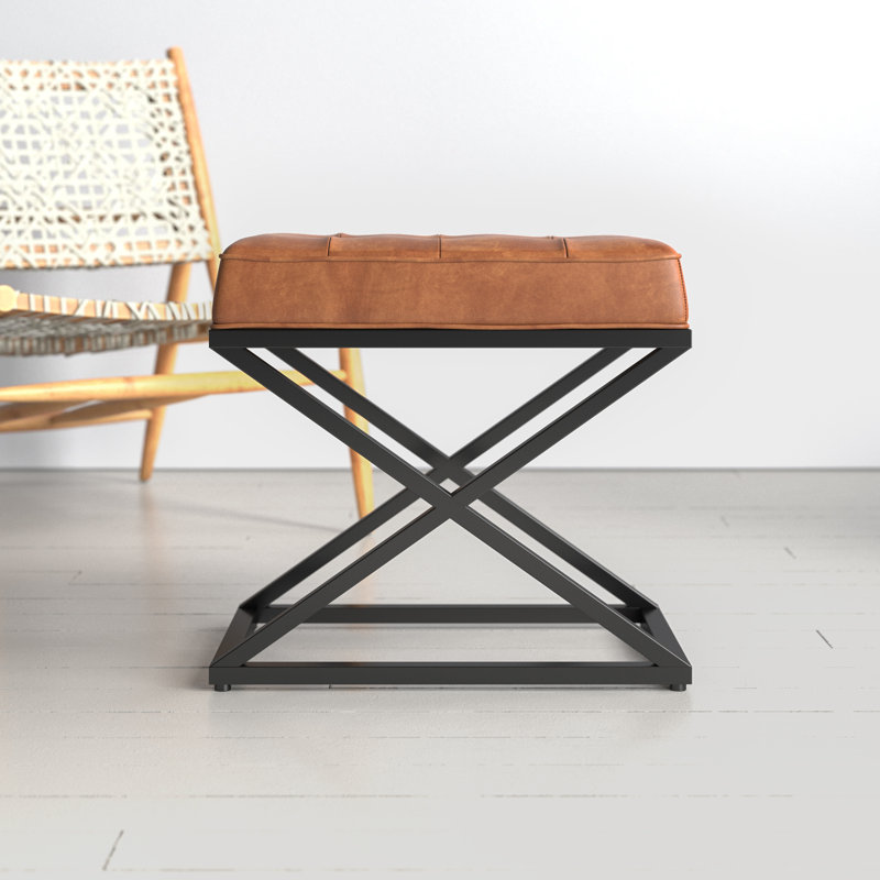 Pearson Upholstered Ottoman, Saddle Top Grain Leather