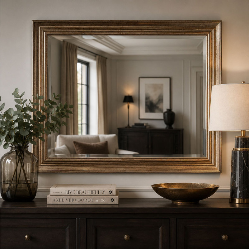 Mabel Composite Rectangle Mirror, 60.5cm H x 76cm W, Champagne
