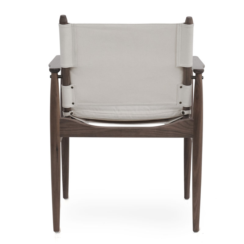 Journey Upholstered Arm Chair, Canvas Natural, Natural Walnut