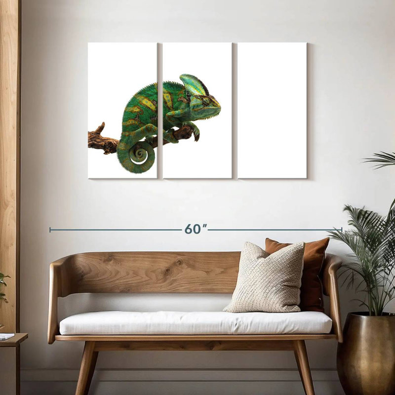 Green Veiled Chameleon, 28" H x 45" W