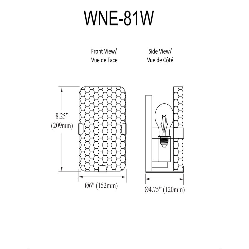 Winnie 1 Light Wall Sconce - Matte Black - Clear, 8" H x 6" W x 4.75" D