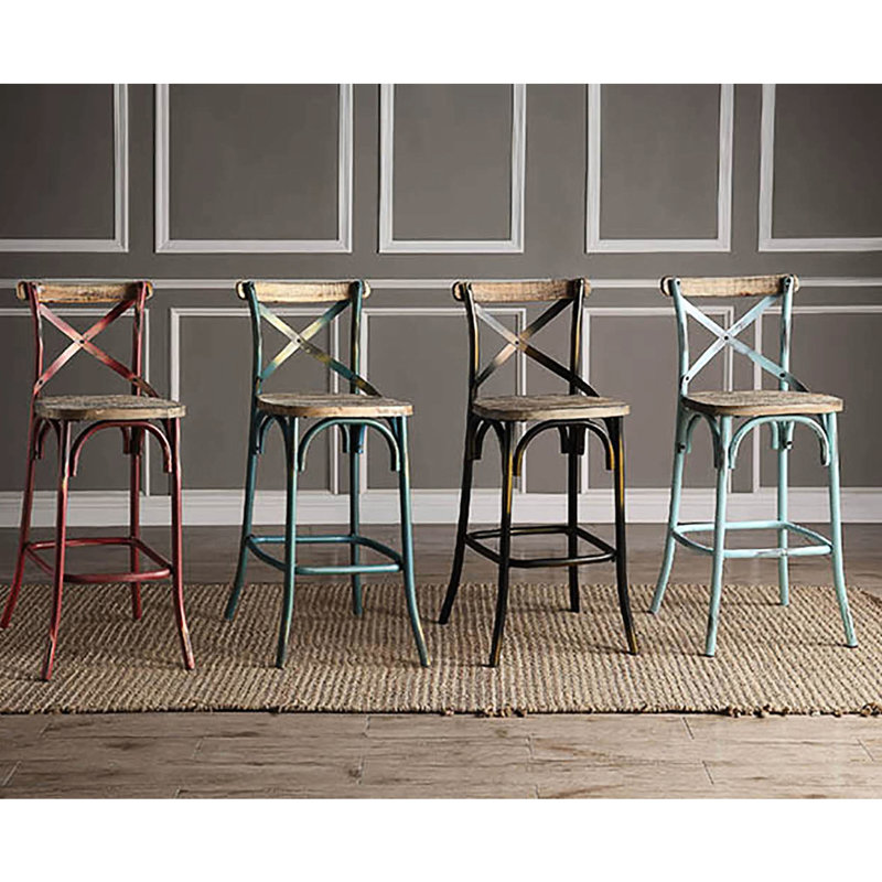 Tabouret de bar Vintage Antique Turquoise & Oak