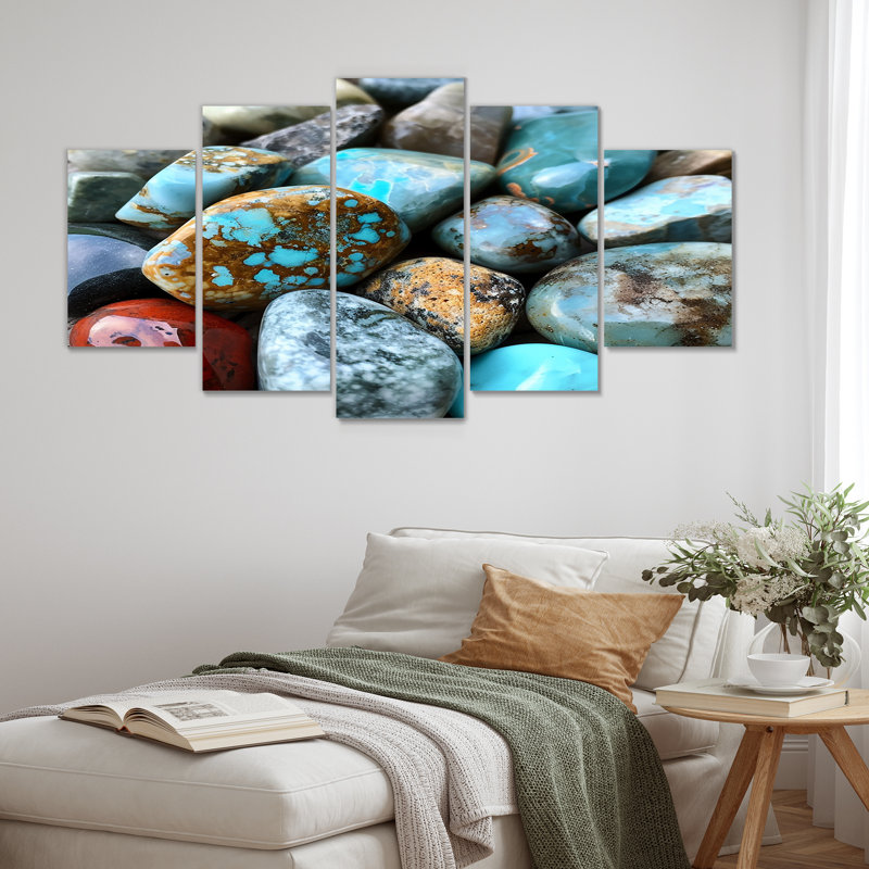 Ensemble de 5 roches turquoise et spirituelles, H 32 po x l 60 po