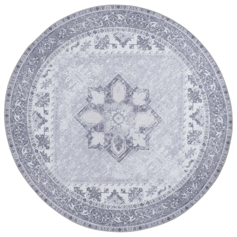 Abigailrose Performance Machine Washable Oriental Rug, Round 6'