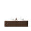 Meuble-lavabo double 60 po avec lavabos en céramique aspect pierre, façades de tiroir cannelées et plateau en marbre artificiel 60 po-972986698