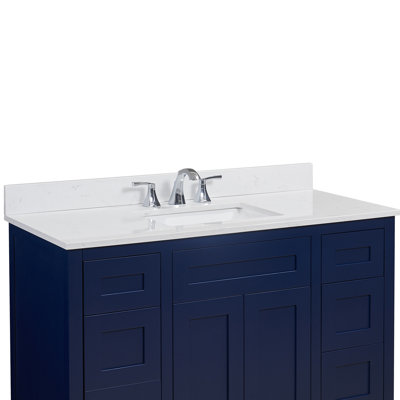 Plateau de meuble-lavabo simple 49 po Frosinone en blanc Statuarietto avec lavabo