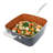 Gotham Steel 9.5" Deep Squre Nonstick Pan with Steamer Tray, Fry Basket and Glass Lid