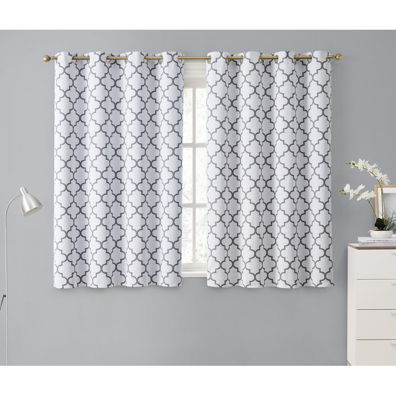Alexuis Blackout Curtain Pair, Platinum White/Gray, 52" W x 54" L