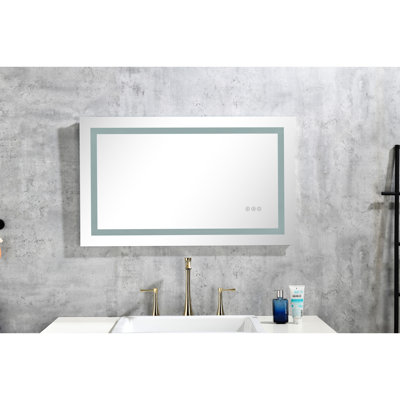 Miroir de salle de bain 36 po x 24 po avec lumières avant et arrière, brouillard, intensité variable, 3 réglages de couleur, pour le maquillage, les soins de la peau, le rasage, la fonction de brouillard à intensité variable