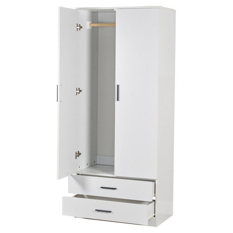 Gianpietro 2 Door Manufactured Wood Wardrobe, White