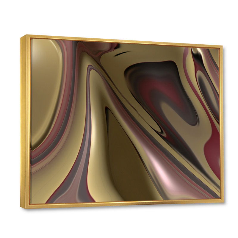 Fractal liquide Art Fusion - impressions abstraites d'art mural, H 16 po x l 32 po x P 1 po, Cadre flottant doré