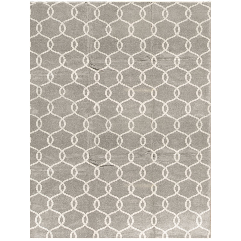Neo Villa Hand Woven Cotton and Silk Geometric Area Rug, Rectangle 10'2" x 14'