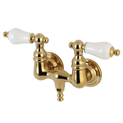 Kingston Brass Aqua Vintage Two-Handle 2-Hole Tub Wall Mount Clawfoot Tub Faucet