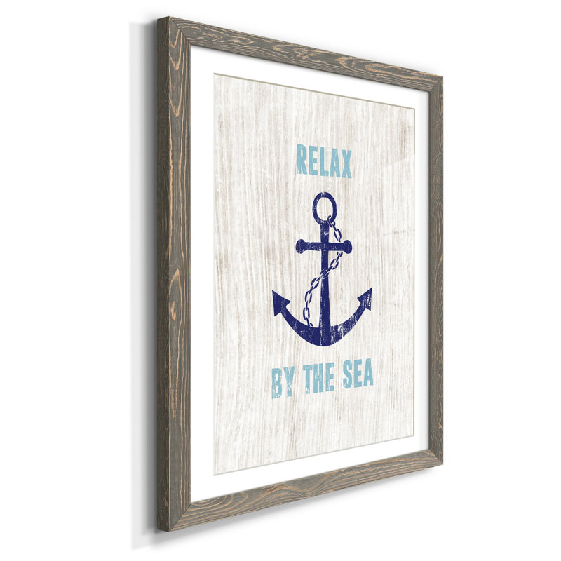 Détendez-vous au bord de la mer - Impression sur papier encadrée, H 31,5 po x l 23,5 po x P 1,5 po, gris