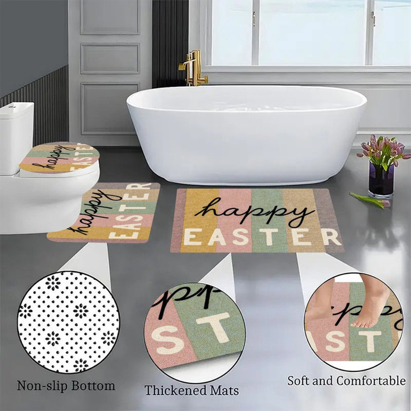 Ensemble de tapis pour salle de bain 4 pièces Joyeuses Pâques