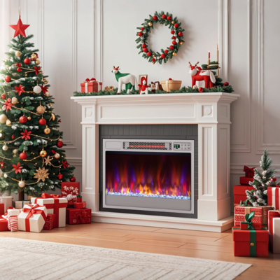 23 in. Electric Fireplace Insert with 6 Flame Colors, 5 Brightness, Timer, Flame and Heat Work Separately