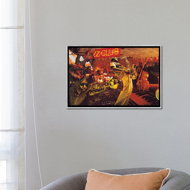 Bebop par Tyler Burke - impression d'art graphique, Aucun mat, Toile avec cadre argenté, H 18 po x l 26 po x P 1,5 po