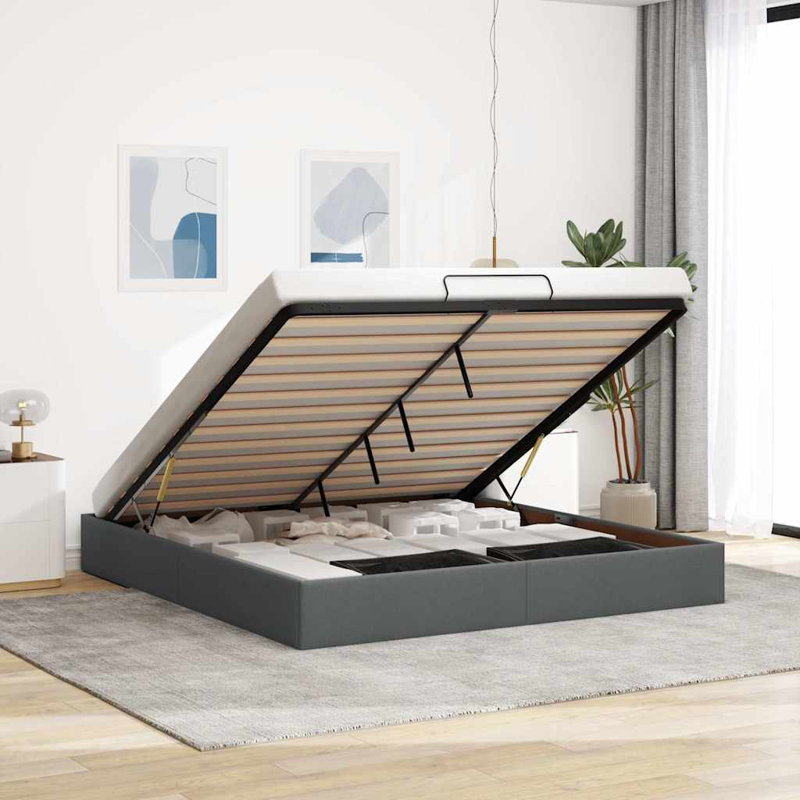 Ayssa Upholstered Bed Frame, Super King (6'), Dark Grey