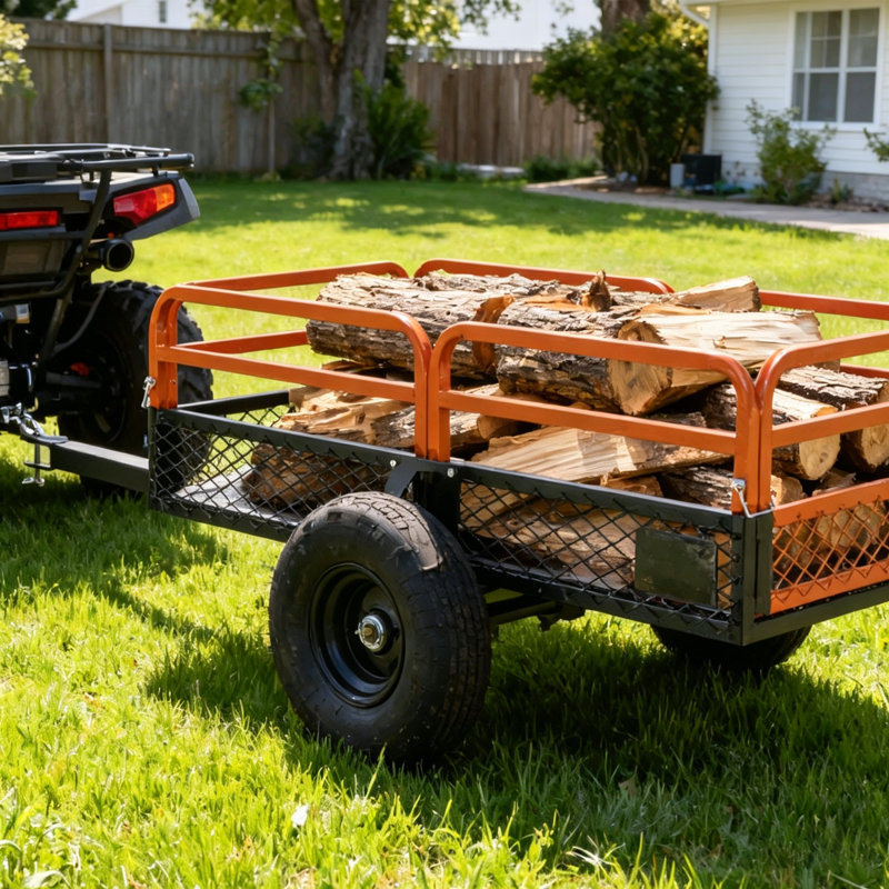 Remorque de chariot à benne basculante de 1500 pieds cubes de capacité 1500LBS, remorque de remorquage robuste pour le transport de VTT, UTV, tracteur de pelouse et jardin