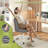 Armless Office Desk Chair With Wheels, Soft Lumbar Support Vanity Chair For Small Space,Bedroom, Height Adjustable-1386212097