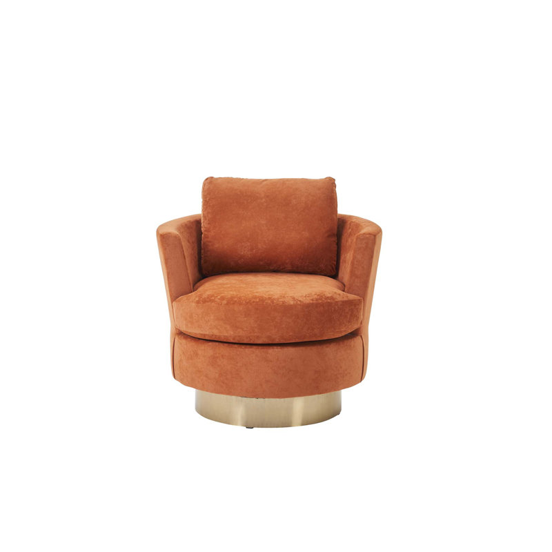 Fauteuil demi-tonneau Lindall, Velours orange