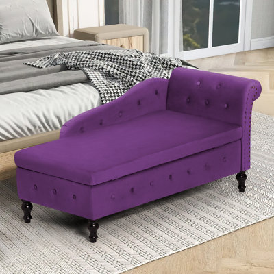 Velvet Right Arm Chaise Lounge Chair With Storage Space
