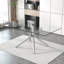 Table moderne en verre minimaliste moderne avec pieds en métal trempé et argent, pour 4 à 6 personnes, pour le grand coin repas de la cuisine