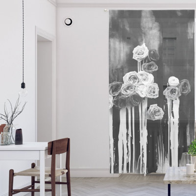 Rideau roses noir et blanc