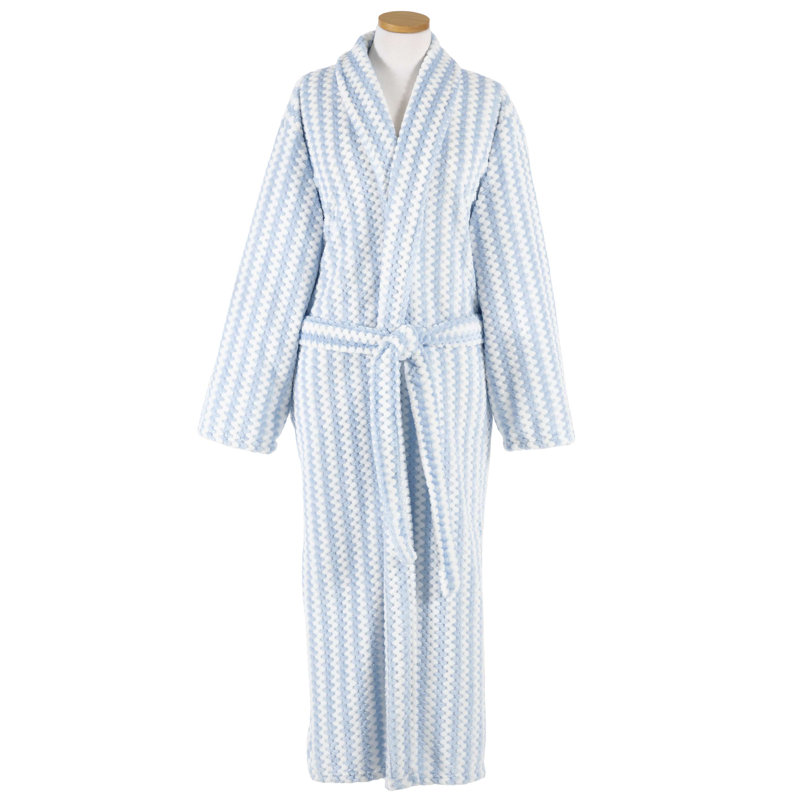 Bubble Stripe Fleece Robe, Blue