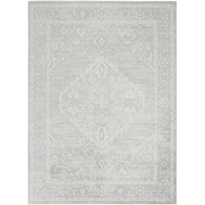 Bungalow Rose Harleigh Machine Washable Light Grey Vintage Indoor Rug