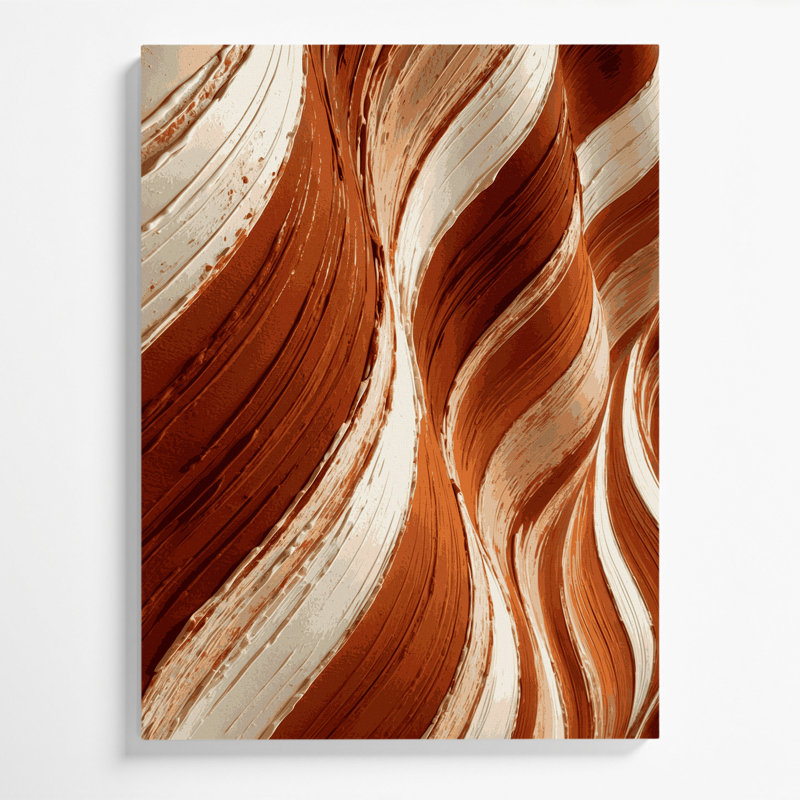 Diagonalstripes rouille crème beige, art mural sur toile, H 20 po x l 24 po