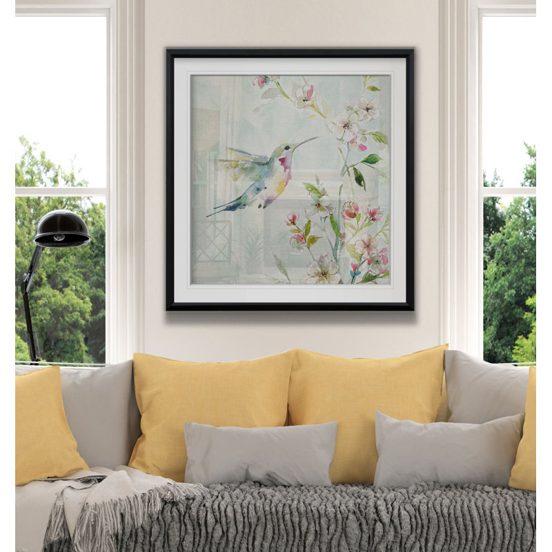 Colibri III - reproduction d'art sur toile tendue, H 17,5 po x l 17,5 po x P 1,5 po, Cadre noir