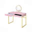 Bureau de coiffeuse à finition rose et or avec miroir et plateau à bijoux Coleen