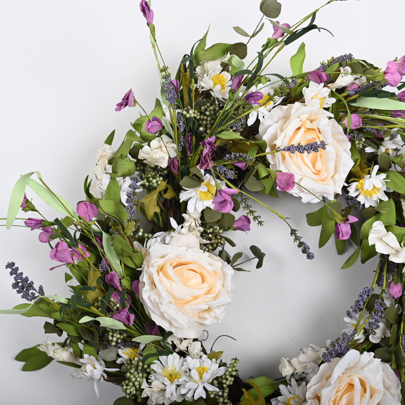 24" Handcrafted Berry No Holiday Wreath, Cream