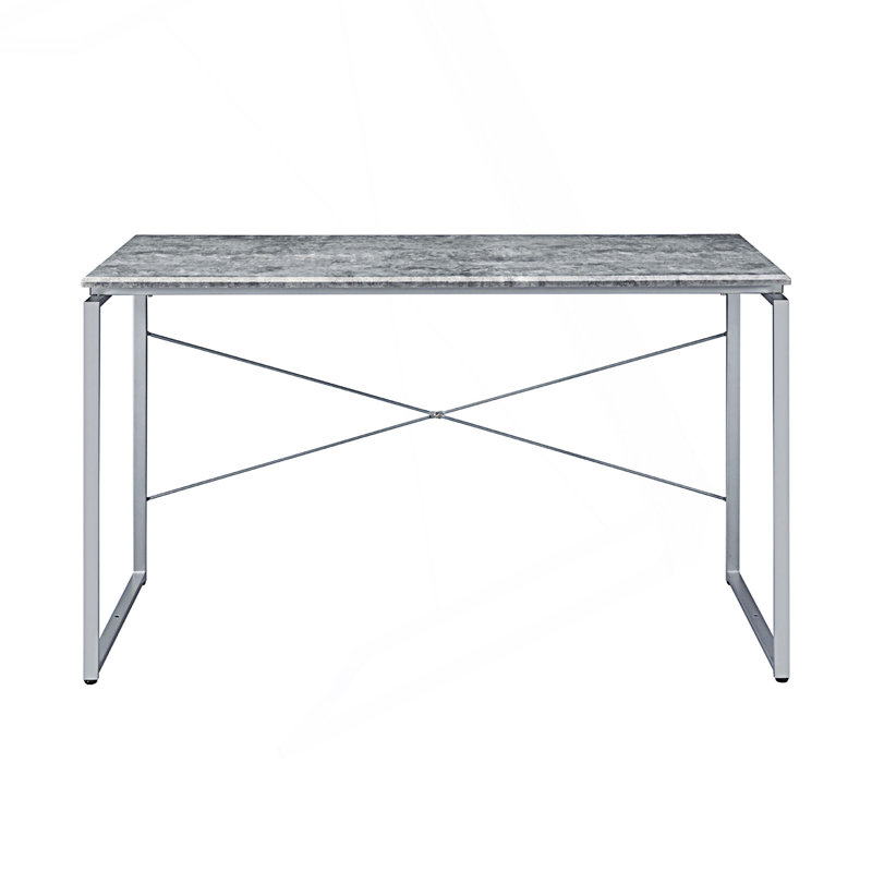 Faux Concrete Top Rectangular Writing Desk, Gray/Gray
