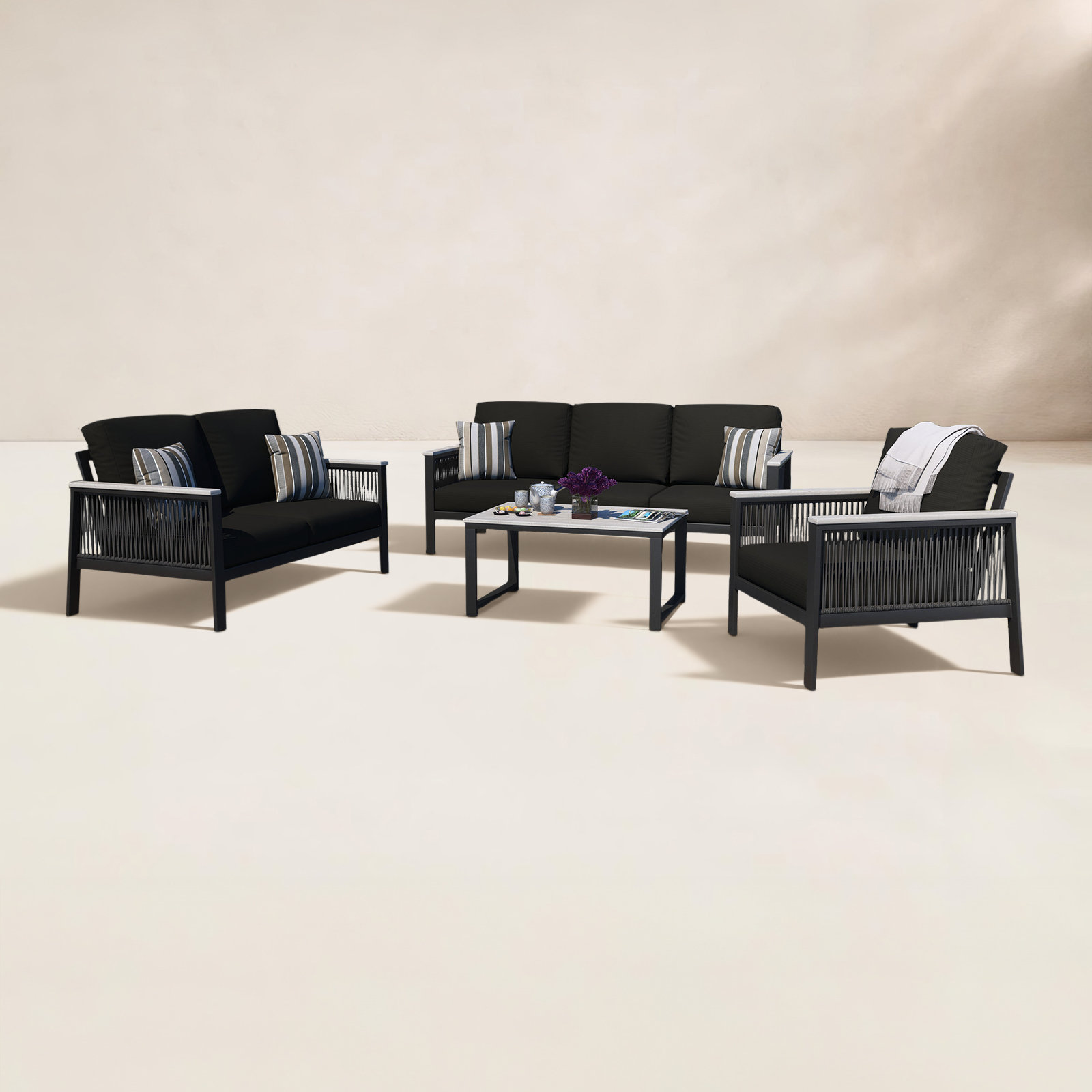 Townsend Patio Seating Group, Canvas Black Sunbrella® Canvas