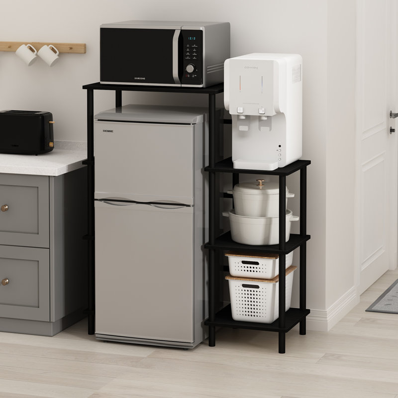 Rikesha Wood Kitchen Cart, Black Oak/Black