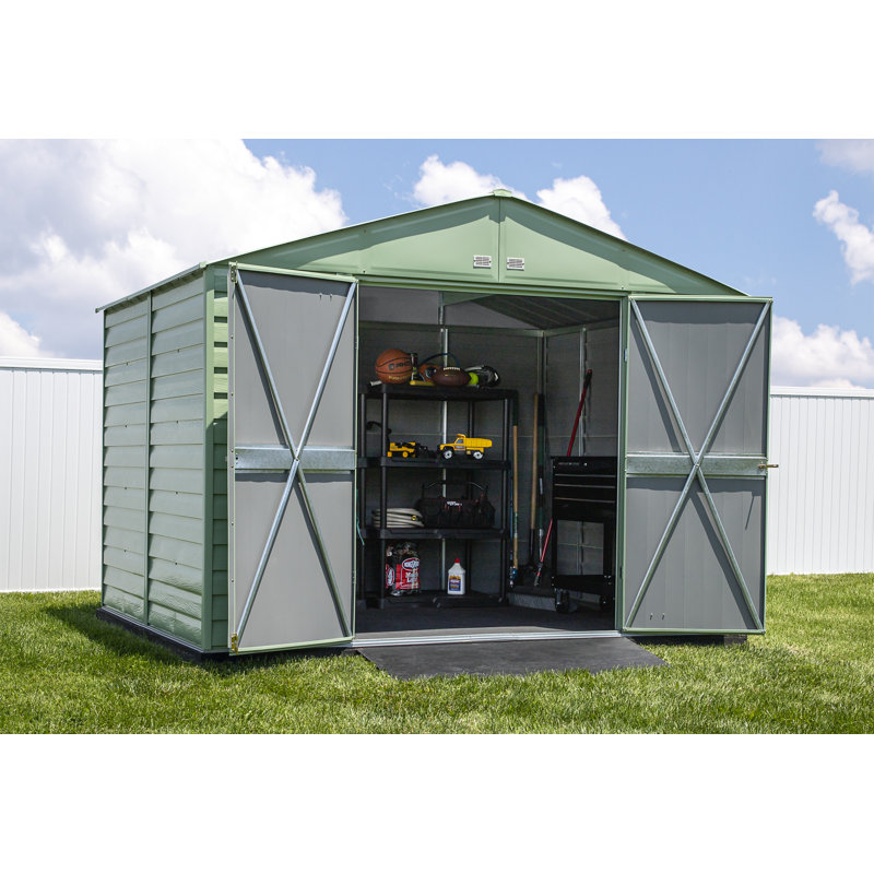 Select Steel Storage Shed Steel Storage Shed, 10X12, Sage Green, Sage Green, 10 ft. W x 12 ft. D