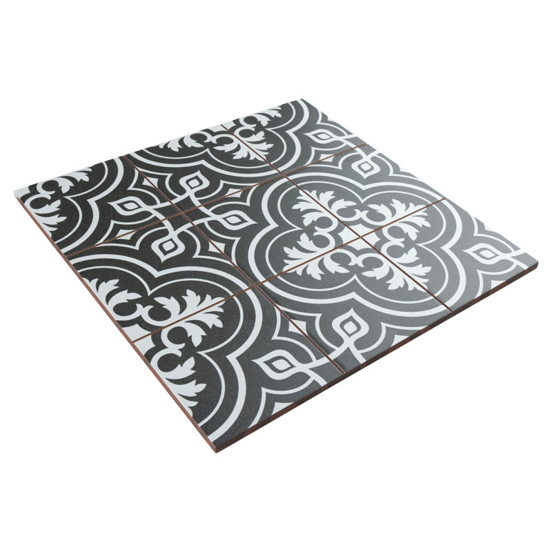Carreau de céramique à motif pour mur et plancher 13 po x 13 po Harmonia, Noir