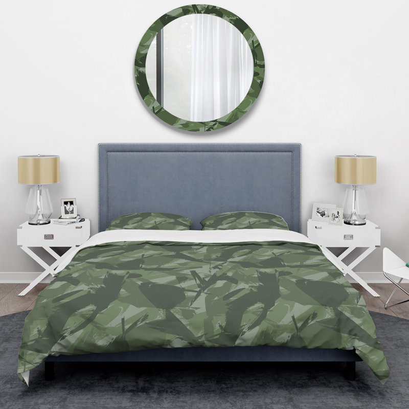 Camouflage brun vert tendance - ensemble de housse de couette abstrait - microfibre de polyester