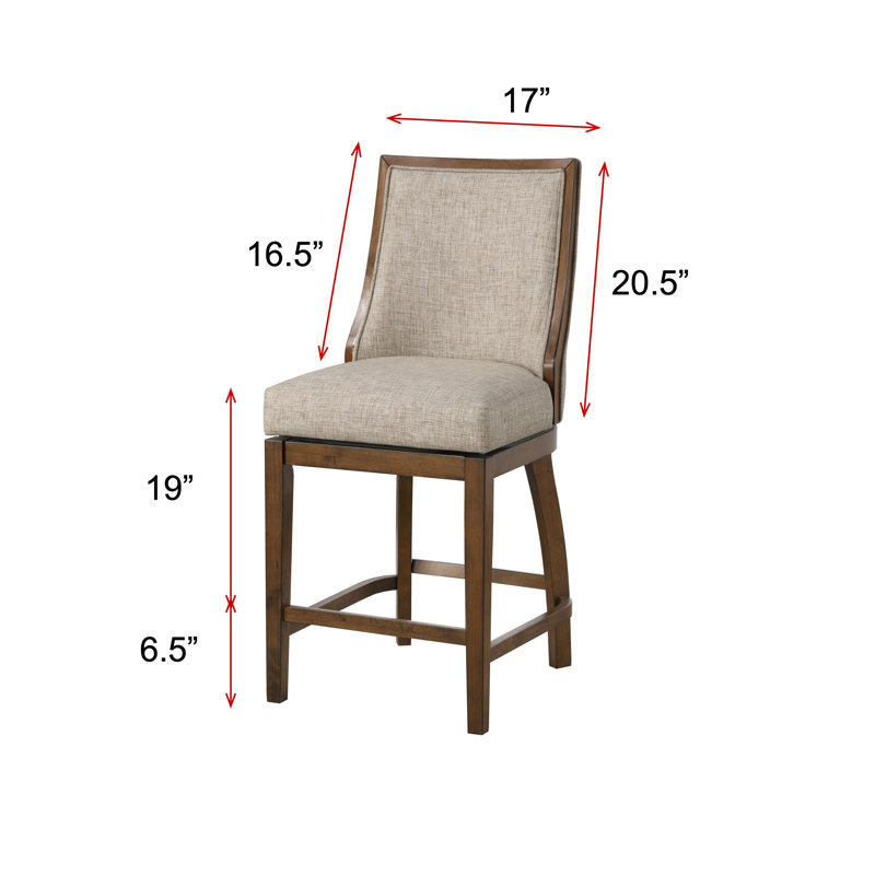 Glencoe Disbrow Swivel Counter Stool, Walnut, Beige