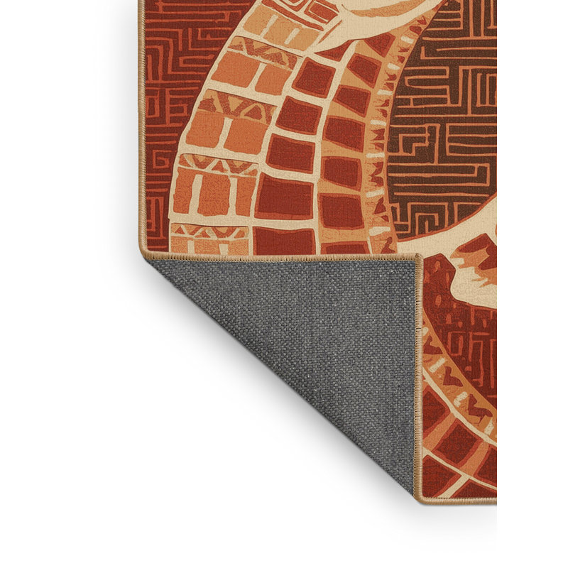 Tapis doux en peluche à motif de blocs d'inspiration mondiale Churchton - brun clair, 7 x 9