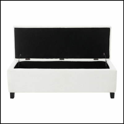 Ottoman Bench With Storage, Boucle Surface, Rubber Wood Legs, 300 Lbs Capacity, Perfect For Living Room And Bedroom