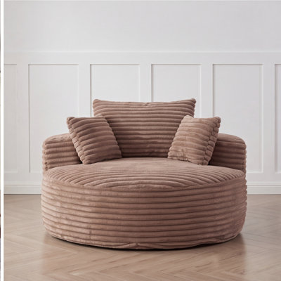 55-Inch Corduroy Sponge Single Sofa, No Assembly Required, Fluffy Modern Sleeper Chair for Living Room, Bedroom, and Lounge