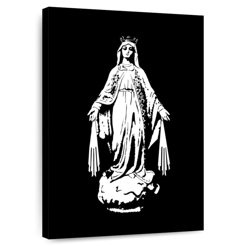 Vierge Marie en noir et blanc Adella, H 51 po x l 34 po