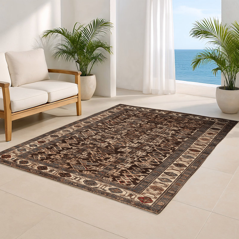 Tapis noir intérieur et extérieur ArtDeco, Rectangle 5 pi x 7 pi