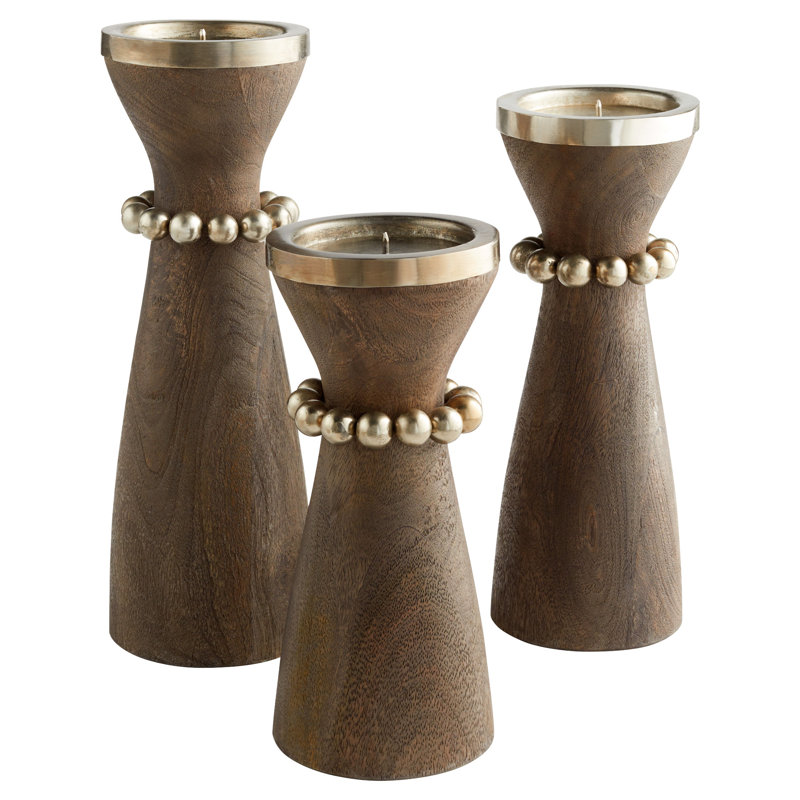 Parvati Candlestick, Weathered Gray/Copper/Antique Nickel, 12" H x 5.5" W x 5.5" D
