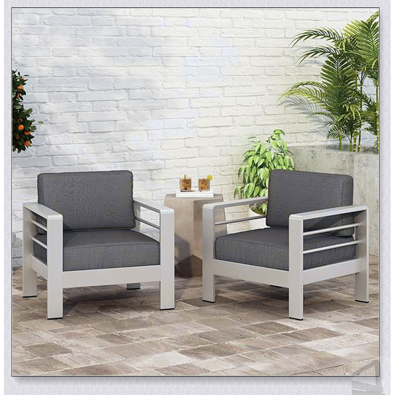 Fauteuil club CAPE CORAL MP2 avec structure en aluminium résistant aux intempéries et coussin en mousse haute densité pour un confort ultime