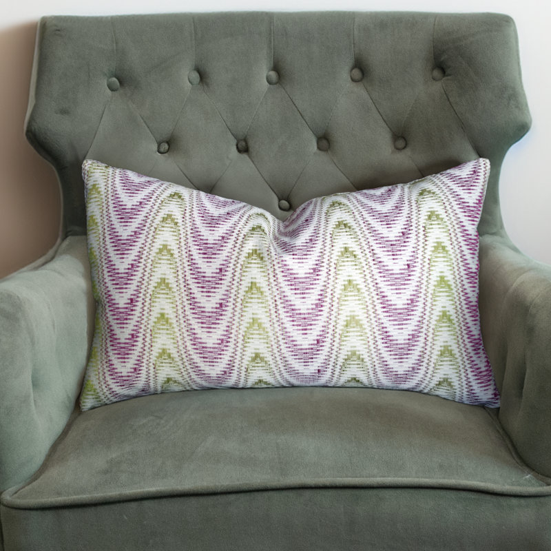 Coussin en lin brodé Thomas Collection® Wavy Beet & Citrine, Rectangle H 12 po x l 20 po
